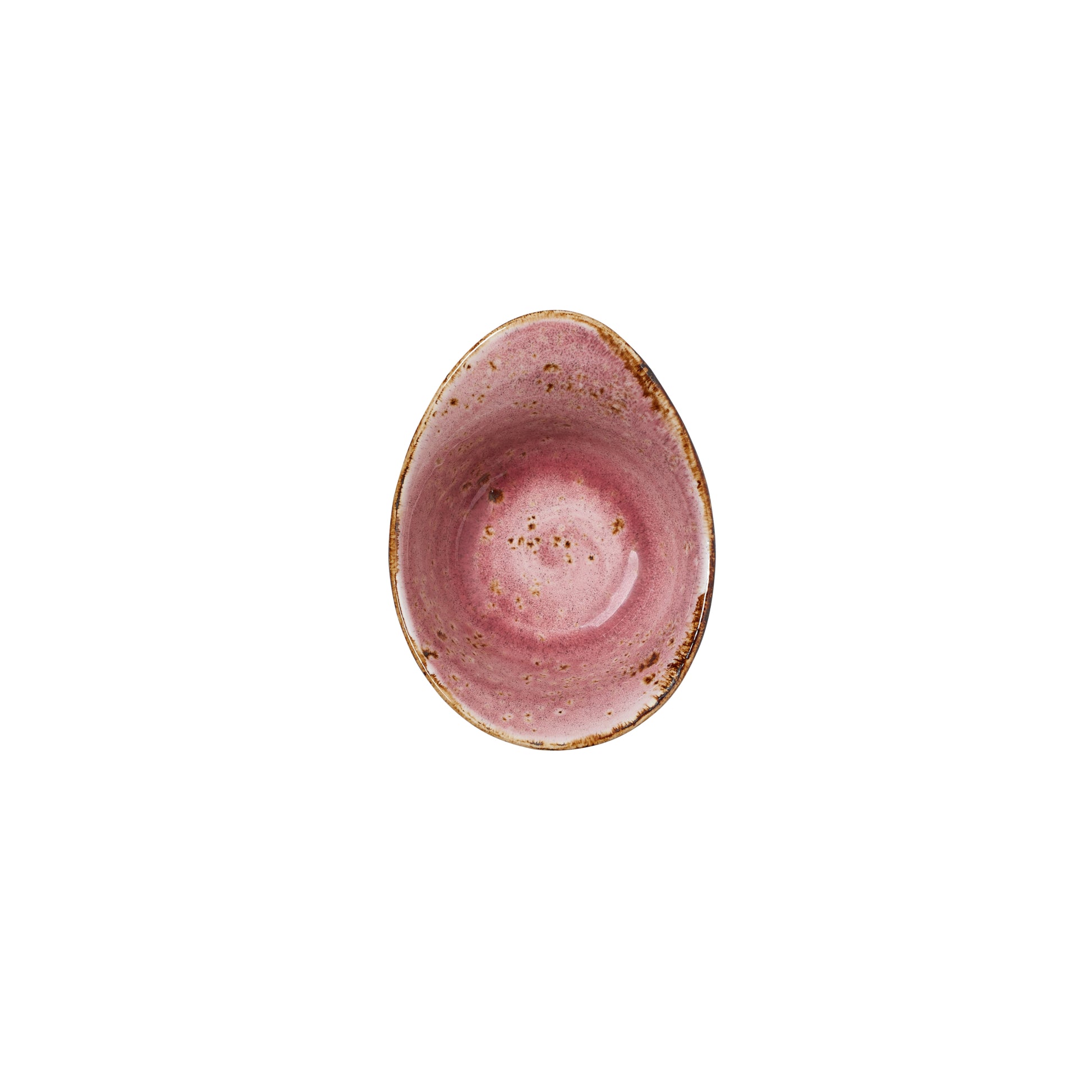 Rosa, ovaler, rustikaler Teller.