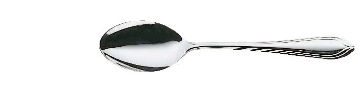 Silberner Löffel auf weißem Hintergrund.
