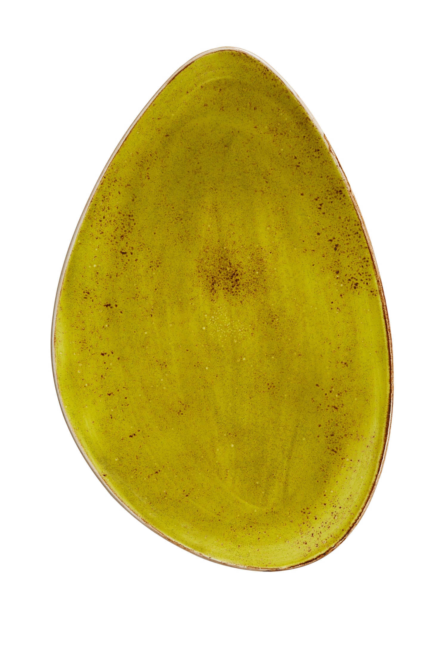 Grüner, unregelmäßiger, ovaler Teller.