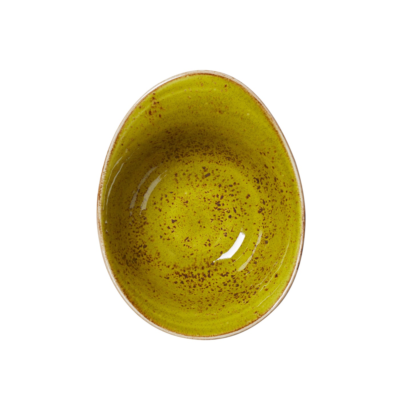 Grüne, ovale, gesprenkelte Schale.