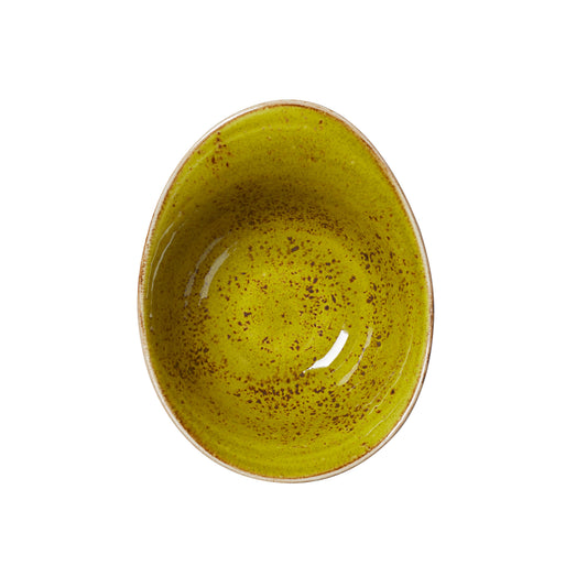 Grüne, ovale, gesprenkelte Schale.