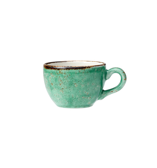 Grüne Tasse mit Henkel.