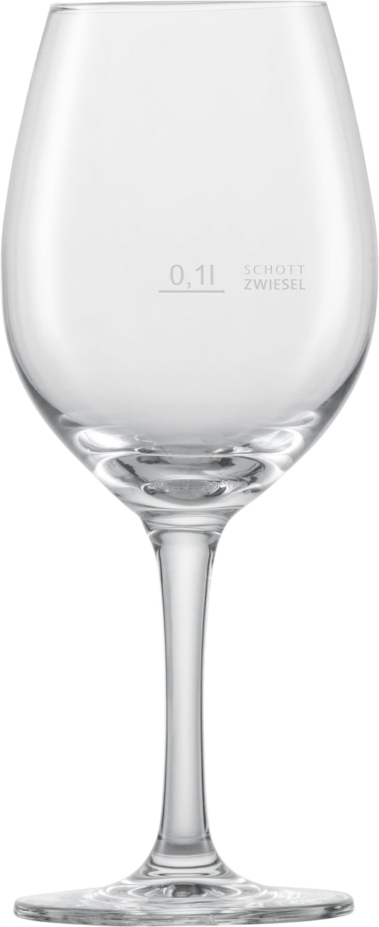 Weinglas mit Gravur und Logo.