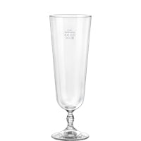 Leeres Champagnerglas im Profil