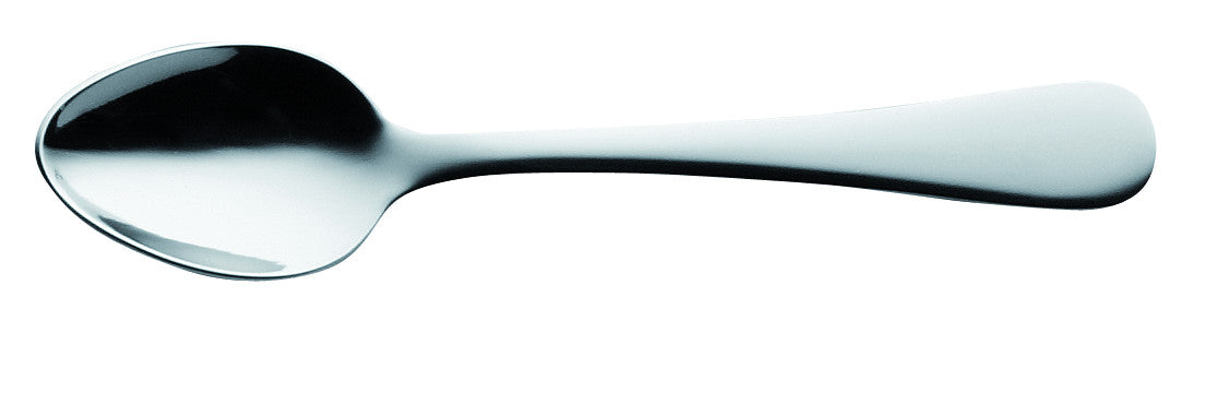 Silberner Löffel auf weißem Hintergrund.