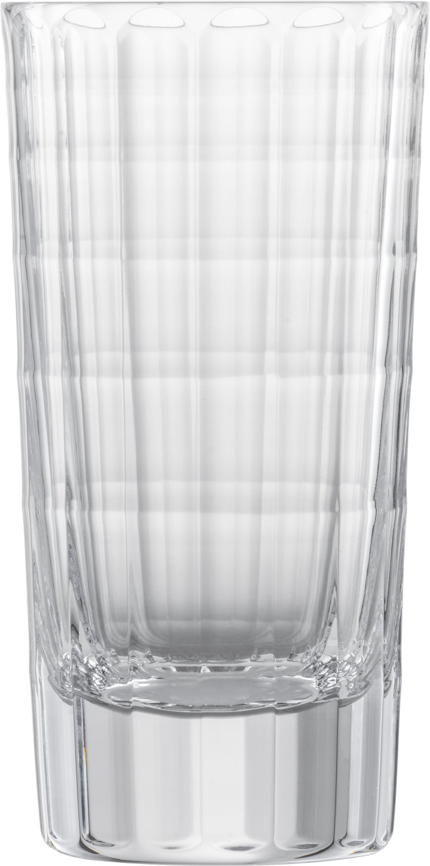 Klarglas-Longdrinkglas mit Rillenmuster.