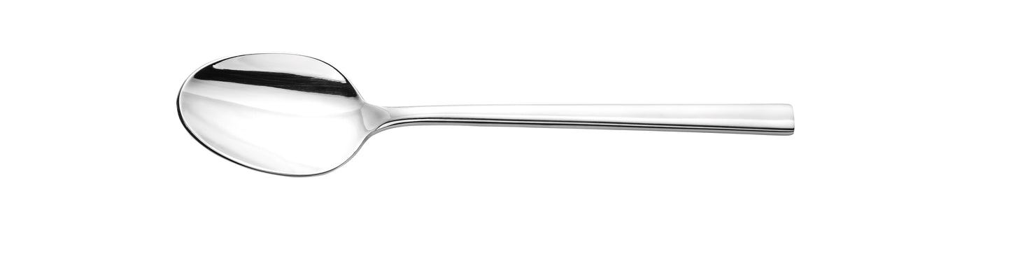 Silberner Löffel auf weißem Hintergrund.