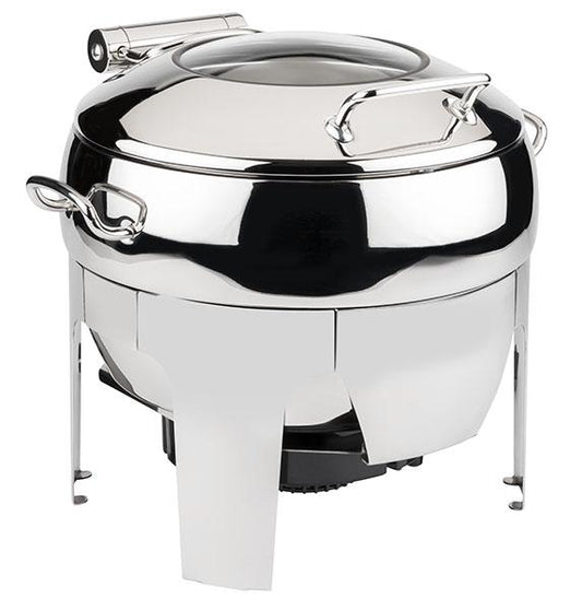 Runder Chafing Dish aus Edelstahl.