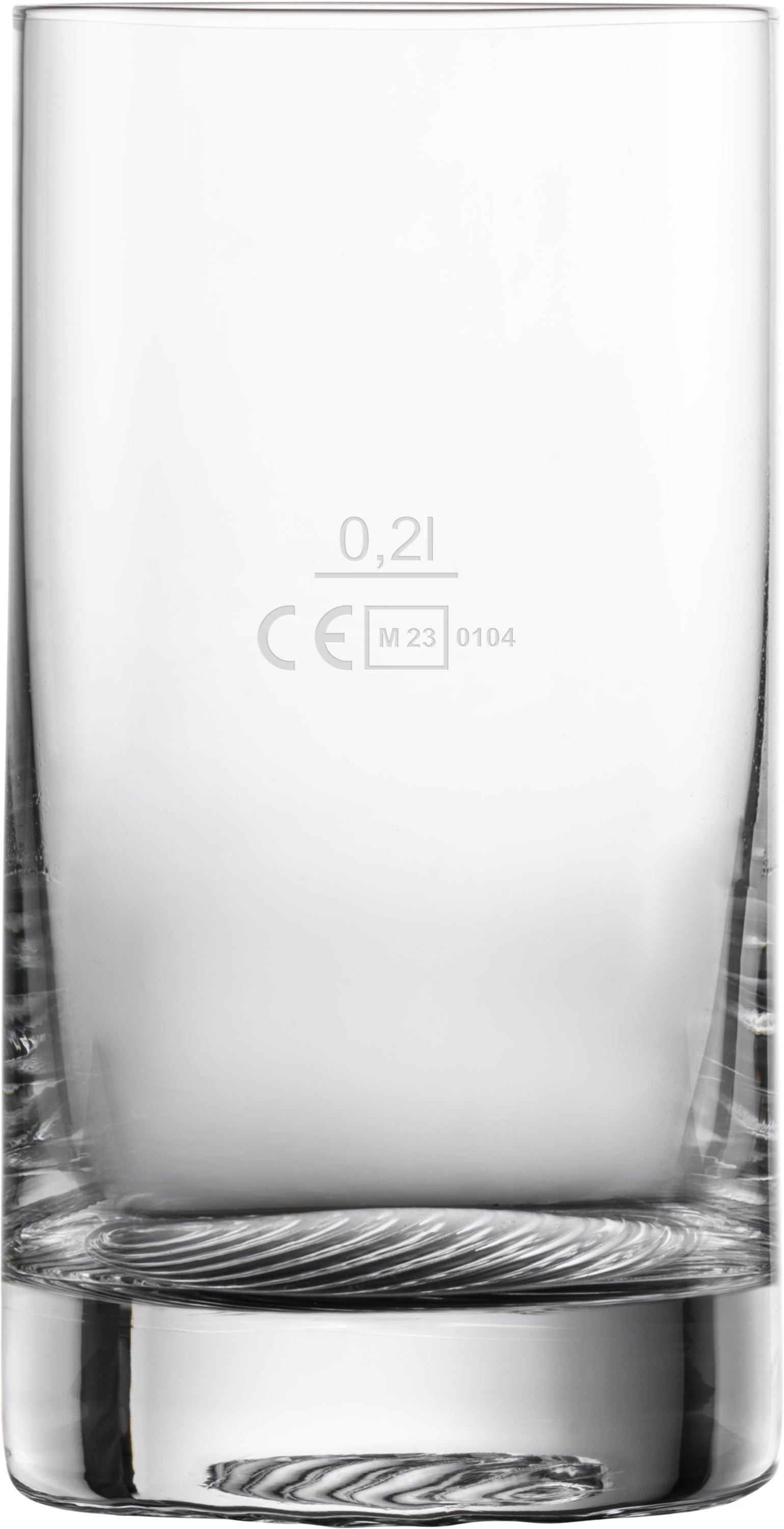 Leeres Glas mit Eichstrich.