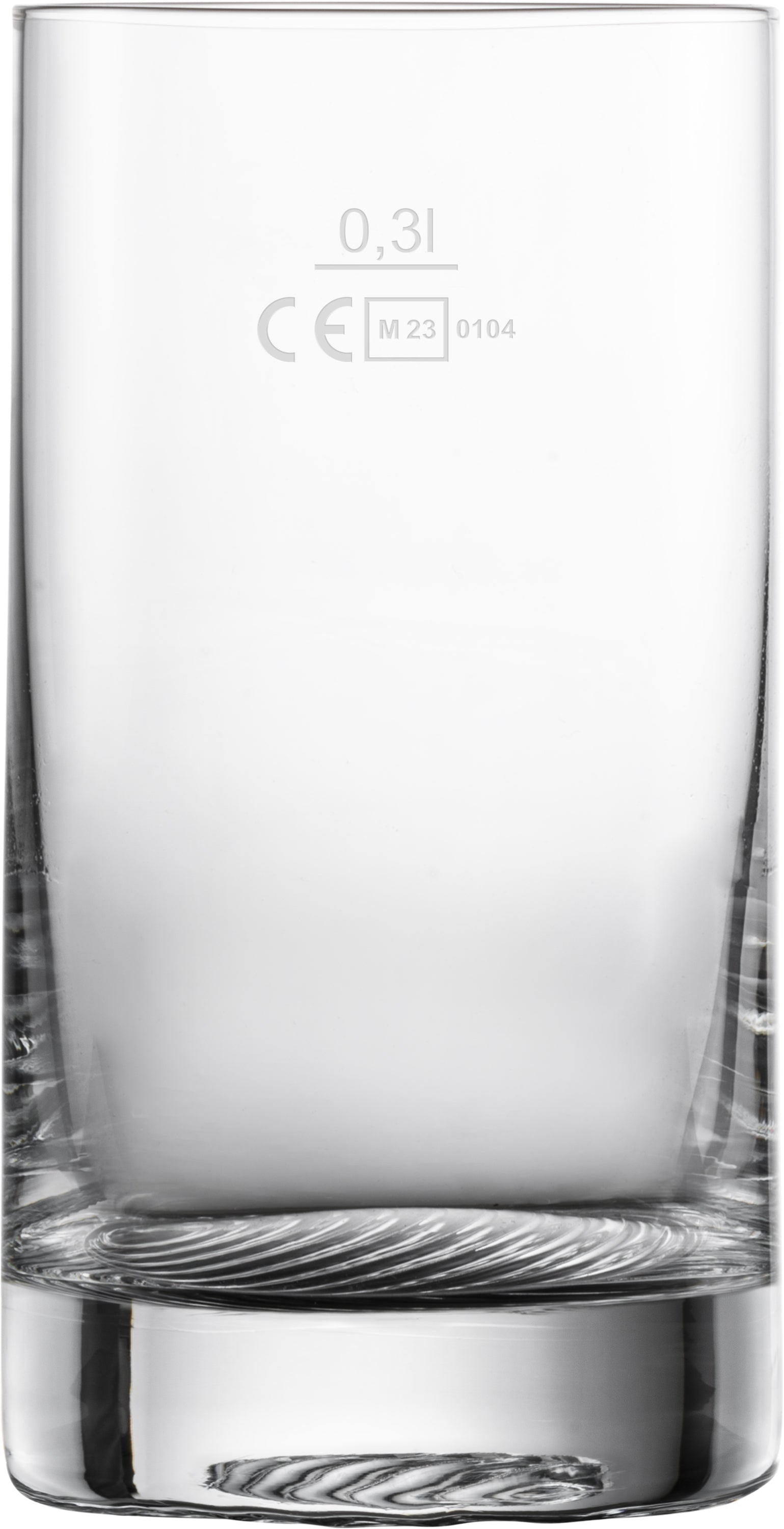 Leeres Glas mit Volumenangabe.