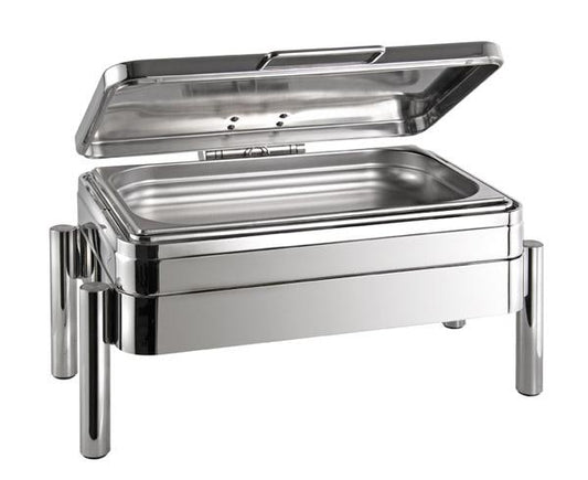 Chafing Dish aus Edelstahl geöffnet.