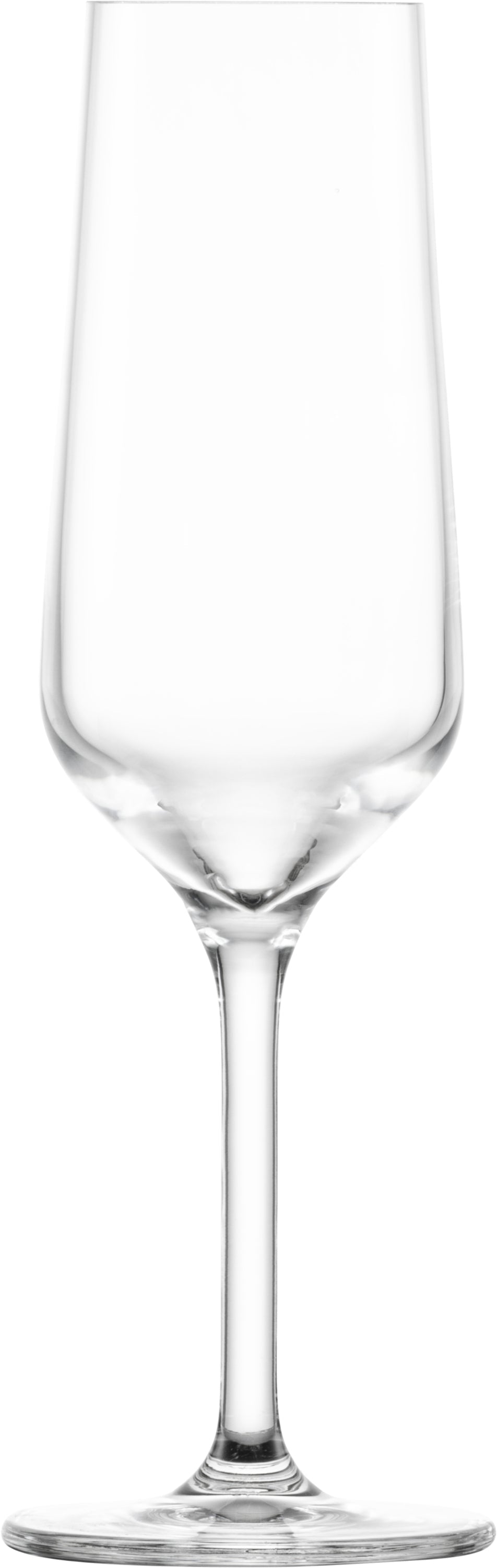 Leeres Sektglas auf weißem Hintergrund.