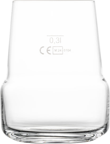 Glas mit Volumenangabe und Zertifizierung.