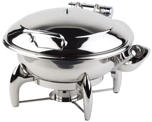 Runder Chafing Dish aus Edelstahl.
