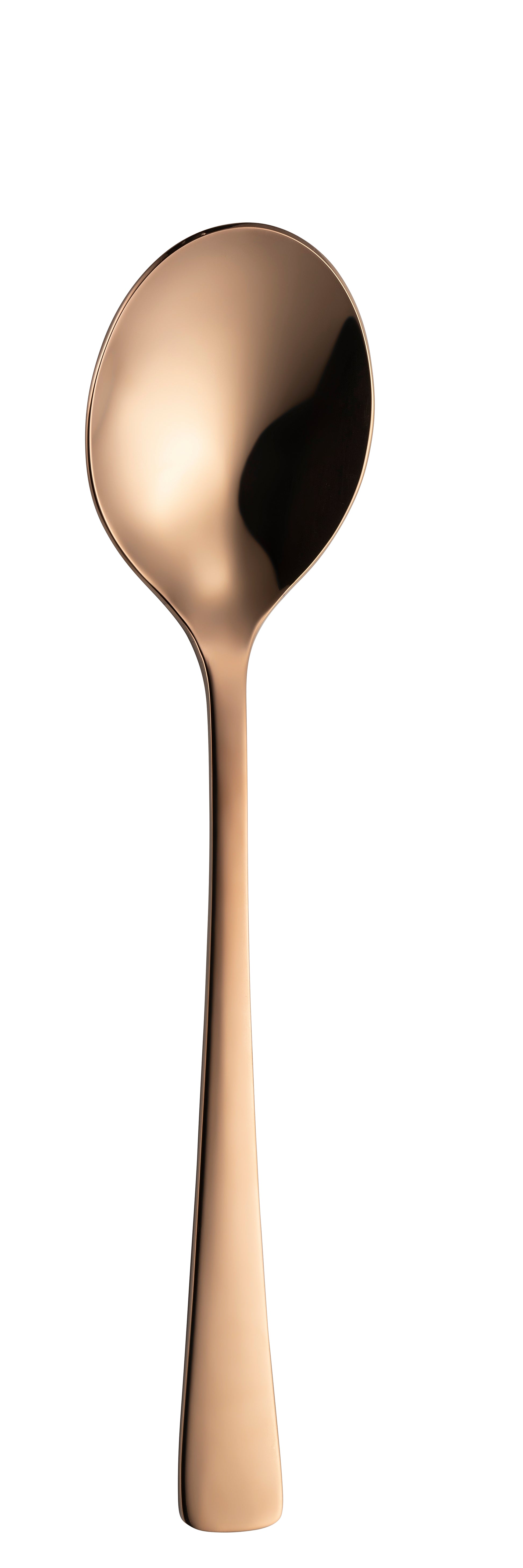 Goldener Löffel auf weißem Hintergrund.