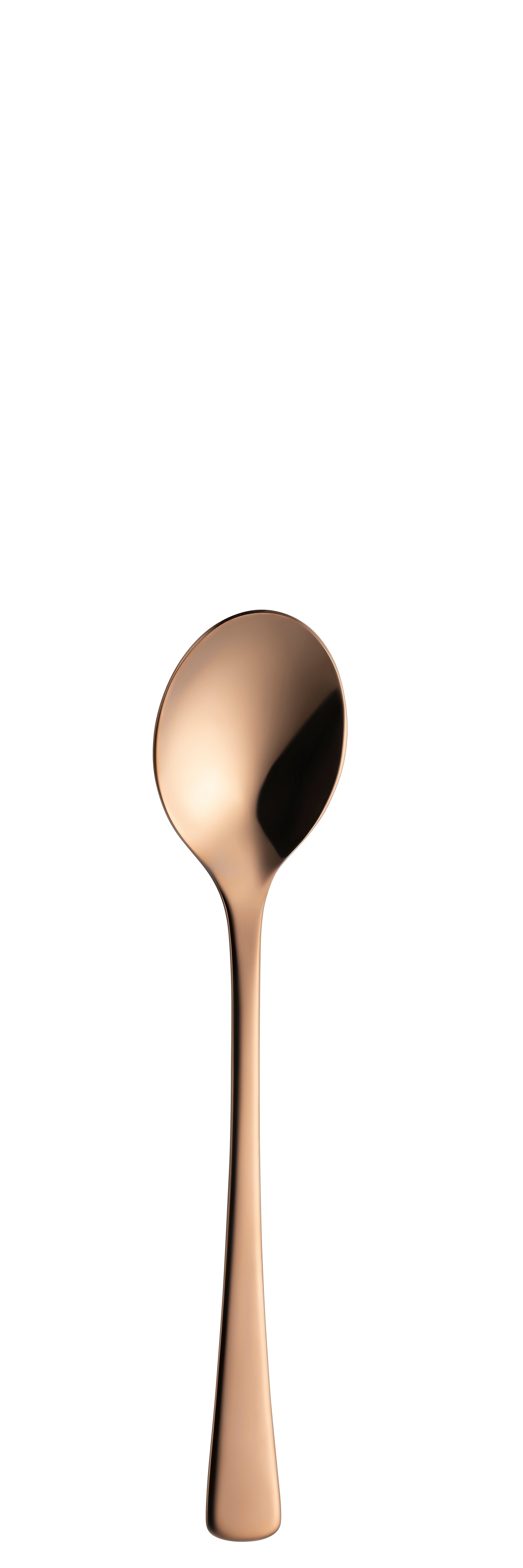 Goldener Löffel auf weißem Hintergrund.