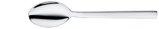 Silberner Löffel auf weißem Hintergrund.