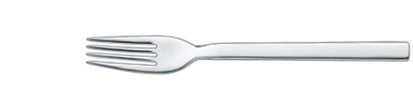 Silberne Gabel auf weißem Hintergrund.