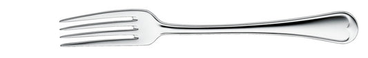 Silberne Gabel auf weißem Hintergrund.