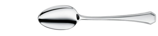 Silberner Löffel auf weißem Hintergrund.