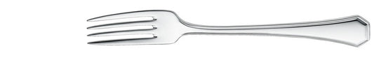 Silberne Gabel auf weißem Hintergrund.