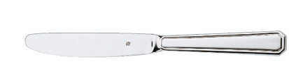 Silbernes Buttermesser auf Weiß.