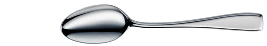 Silberner Löffel auf weißem Hintergrund.