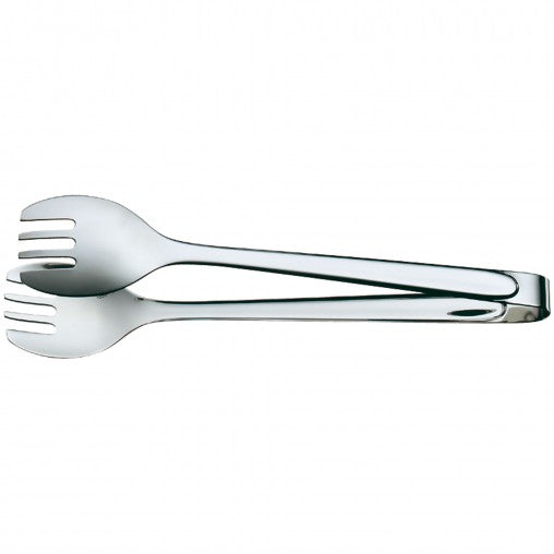 Silberne Servierzange aus Metall.