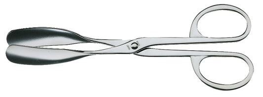 Silberne Servierzange aus Metall.
