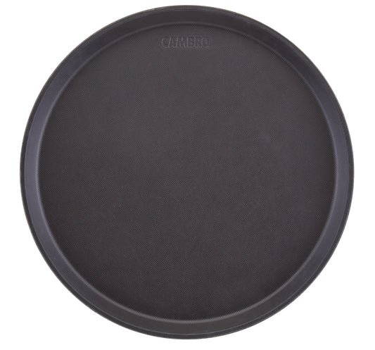 Rundes, schwarzes Serviertablett für Gastronomie.
