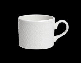 Weiße Tasse mit Muster.