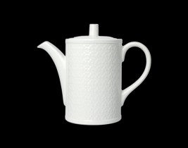 Weiße Teekanne auf schwarzem Hintergrund.