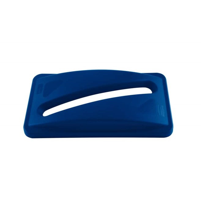 Blauer Deckel mit Schlitzöffnung.