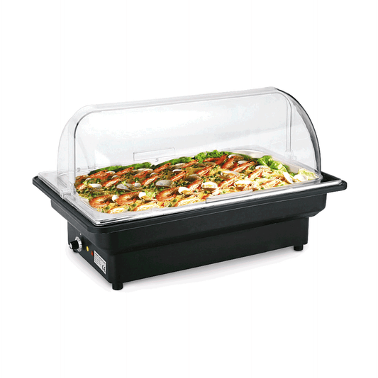 Buffet-Wärmebehälter mit Speisenabdeckung.