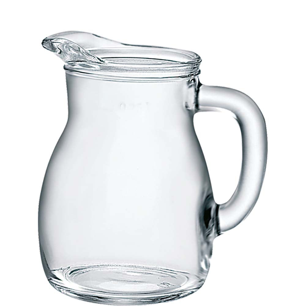 Glaskrug mit Henkel, transparent.