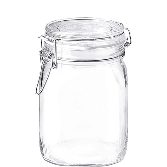 Transparentes Glas mit Klammerdeckel
