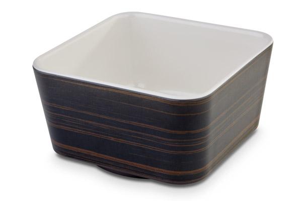 Quadratische Schale mit Holzoptik.