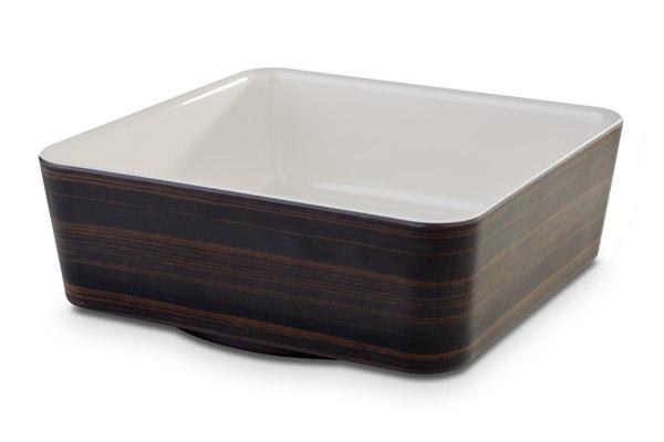 Quadratische Schale mit Holzoptik.