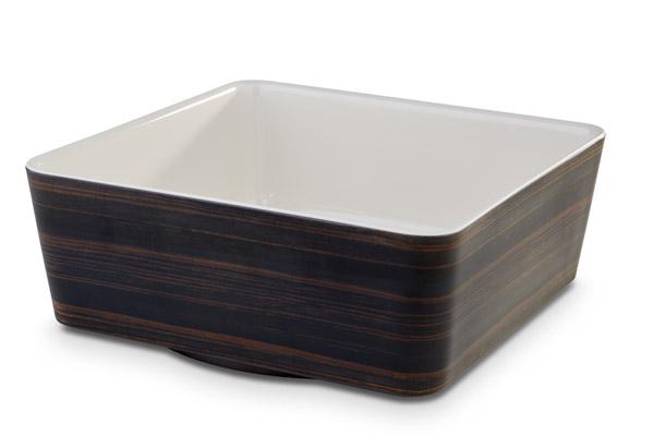 Quadratische Schale mit Holzoptik.