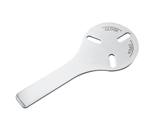 Edelstahlverschluss für Gastronomiebehälter.