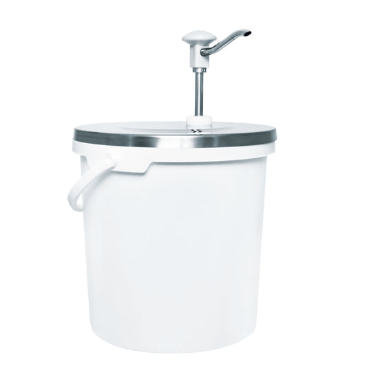Weißer Behälter mit Pumpmechanismus.