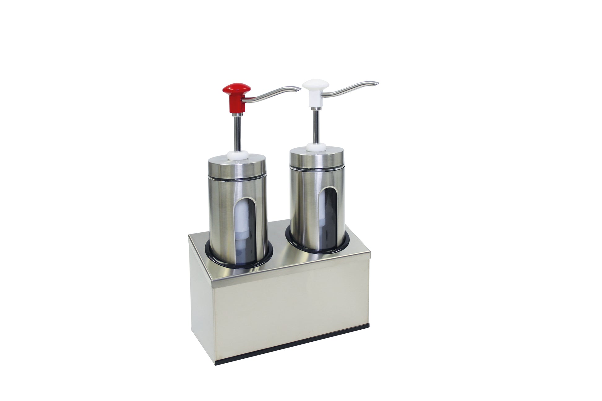 Zwei Edelstahl-Behälter für Saucen.