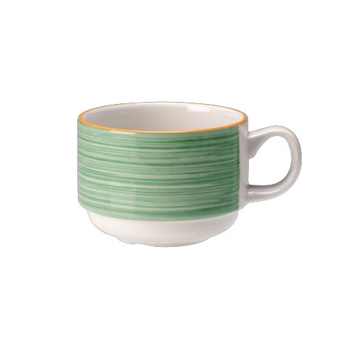Grüne Tasse mit Henkel.