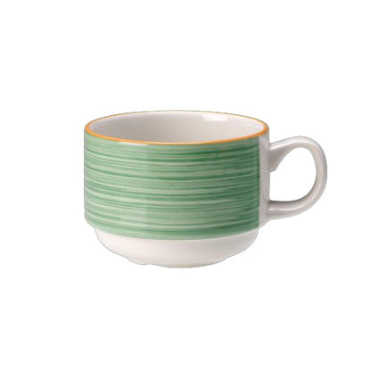 Grüne Tasse mit Henkel.