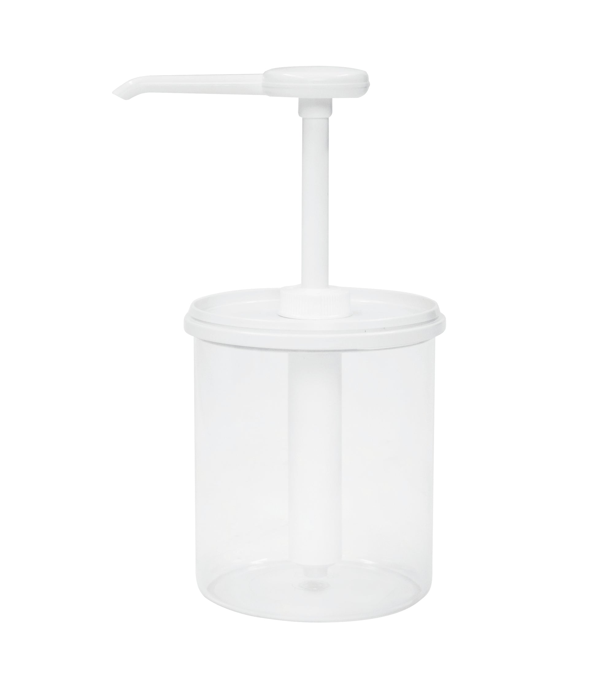 Transparenter Spender für Flüssigkeiten.