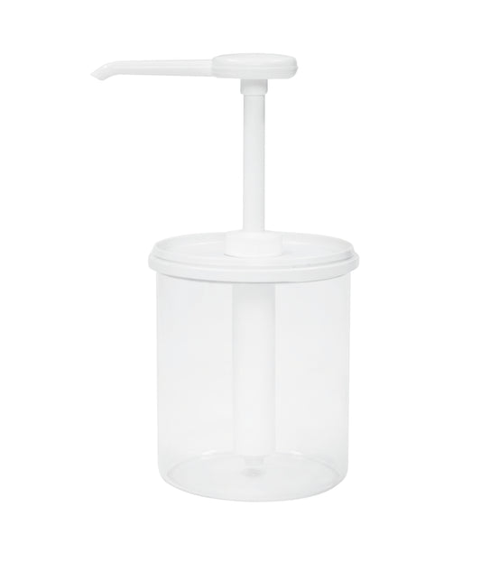 Transparenter Spender für Flüssigkeiten.