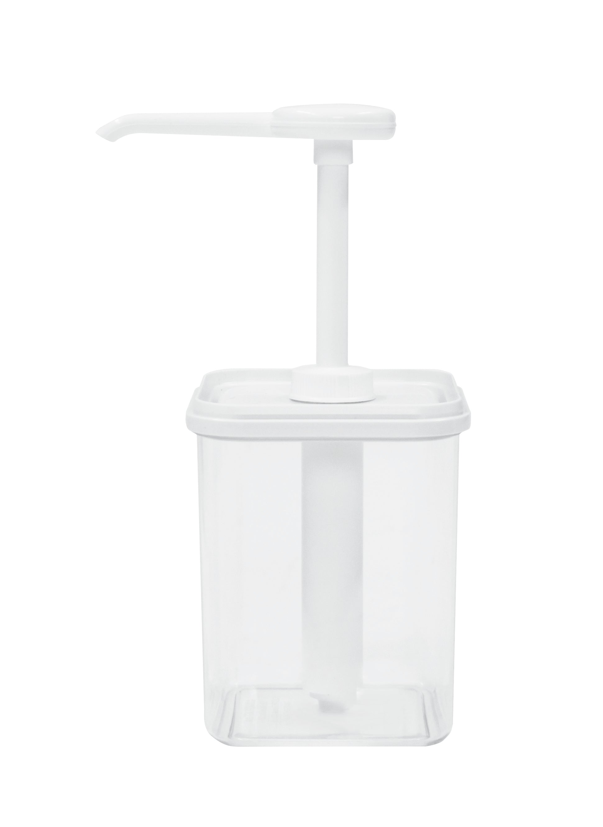 Klarer Spender für Flüssigkeiten.