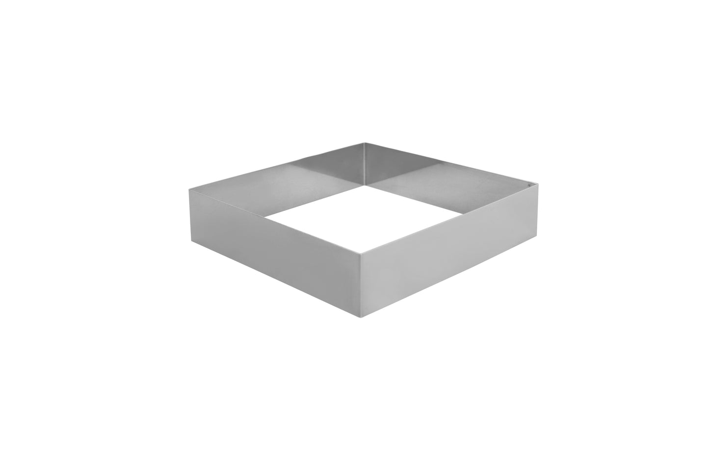 Eckiger Edelstahl-Rahmen für Gastronomie.