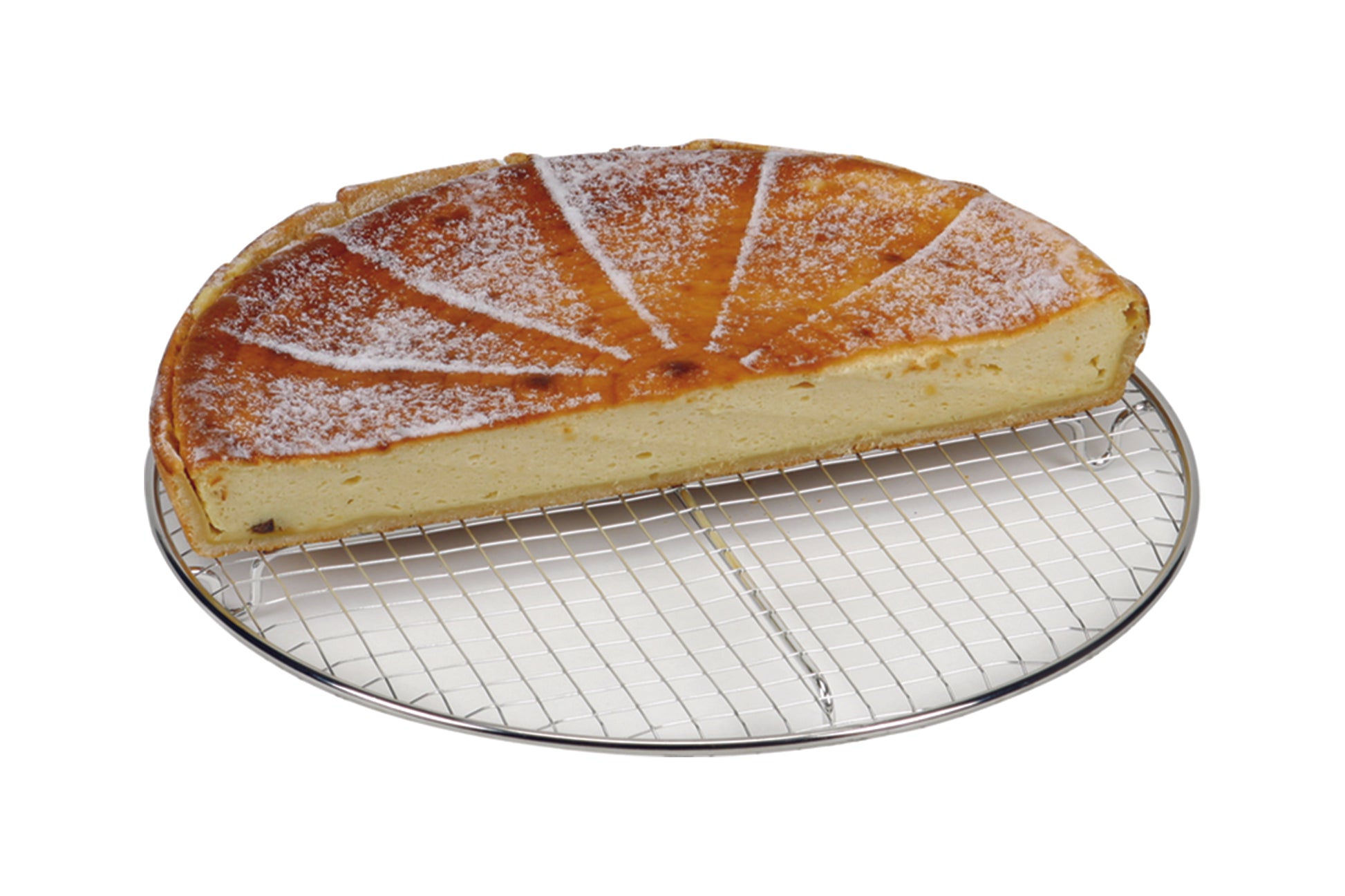 Käsekuchen auf einem Kuchengitter.