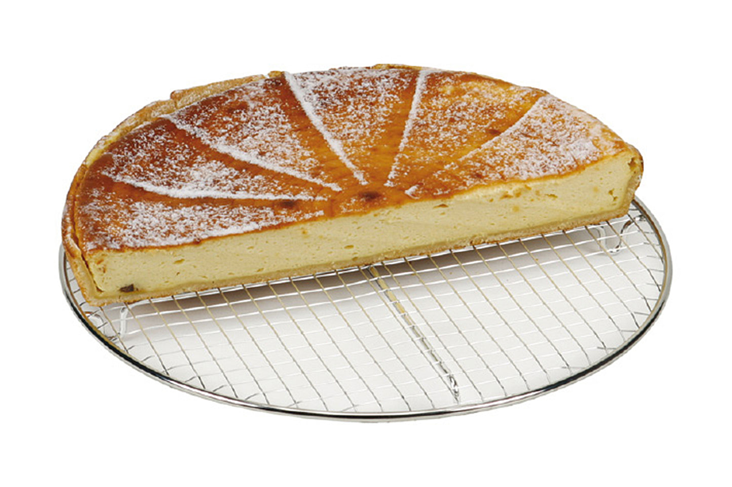 Käsekuchen auf einem Kuchengitter.